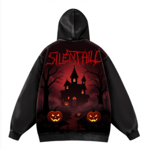 Silent Hill Halloween Hoodie Jacket – Haunted House Pumpkin Graphic