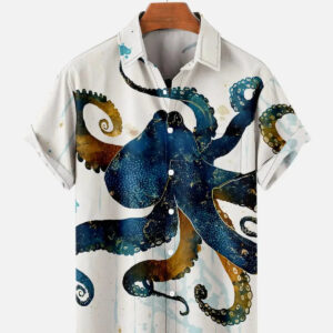 Cthulhu Octopus Dark Fantasy Camp Shirt