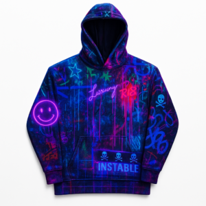 Cyberpunk Graffiti Hoodie – Neon Graphic Instable Design