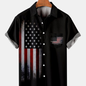 Patriotic Stars & Stripes Camp Shirt